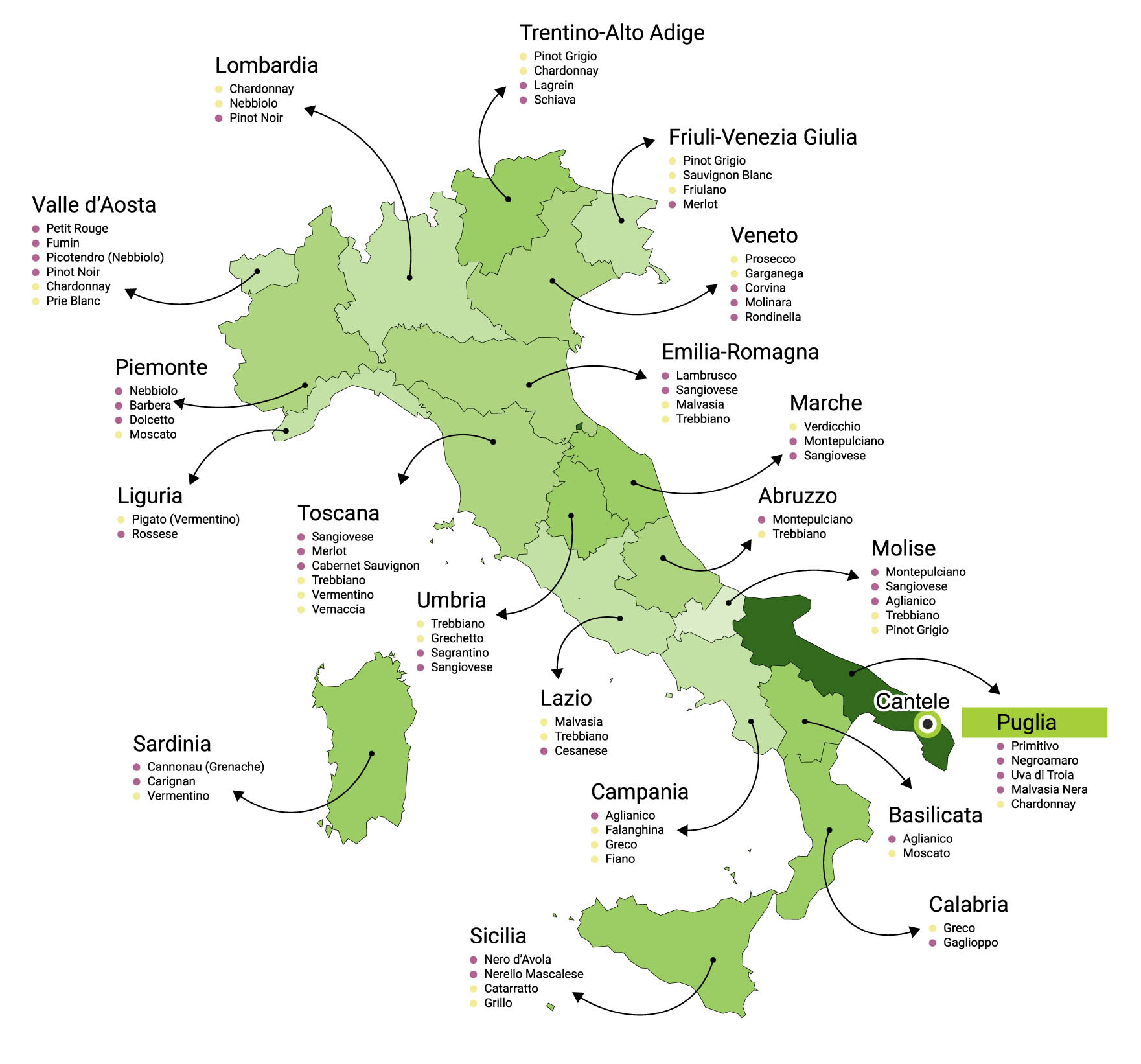 Mapa vinařství Cantele
